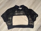Kandi Kouture Child Xl Black Lace Dance Crop Top Sports Bra 