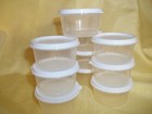 14lot 12 Plastic Small Clear Containers  4 Oblongs W lids Cosmetic Travel Sample