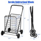 Folding Shopping Cart Heavy Duty Grocery Rolling Utility Cart With Handle Black