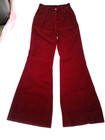 True Vtg 70 s Huge Flare Bell Bottom High Waist Burgundy Corduroy Pants 26 X 33