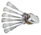 Antique Victorian 1853 Set Of 6 Sterling Silver Teaspoons Spoons Kings Pattern