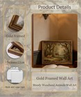 Vintage Gold Framed Wall Art Moody Woodland Animals Wall Art Whimsical Forest   