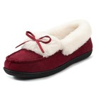  Women s Faux Fur Lined Micro Suede Moccasin Slipper 8 Wine
