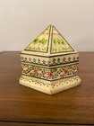 Vintage Handpainted Bone Inlay Trinket Jewelry Box