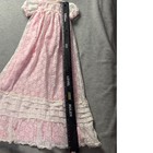 Vintage Baby Girl Pink Floral Lace Christening Gown Ruffle Baptism Dress