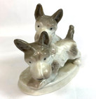 Scottish Terriers Pair Porcelain Japan Playful Dogs Maker Mark At Base