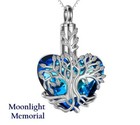 New Tree Heart Crystal Blue Cremation Urn Keepsake Ashes Memorial Necklace