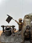 J e Stevens Co  Bailey Original Boy Scout Camp Cast Iron Mechanical Coin Bank