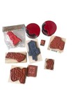 Christmas Holiday Rubber Stamp Lot Mixed Wood Mount Rolling Stamper