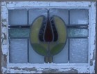 Pretty Floral Midsize Old English Leaded Stained Glass Window 24 25  X 18 5 