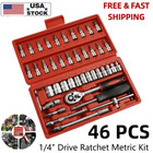 46pcs Socket Spanner Tool Set Kit Ratchet Wrench Combination Autocar Repair Tool