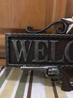 Welcome Sign Wall Home Decor Star Ranch Gun Vintage Style Country Western Horse