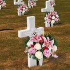 Artificial Cemetery Flowers For Grave Vase    Headstone Silk Flower Arrangement   