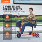 Vevor Portable 3 Wheel Mobility Scooter For Seniors 12 Mile Range Max 330lbs