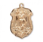 Large 16kt  Plated Sterling Silver Saint Michael Shield Badge Pendant Necklace