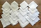 A  Vintage Lot 20 White Hankies Hand Machine Embroidery Lace Wedding Bride