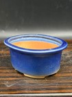 Tosui Ceramic Oval Bonsai Pot Deep Navy Blue Small Used