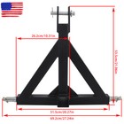 3 Point 2   Trailer Receiver Hitch Tow Drawbar Category 1 Tractor Adapter Black