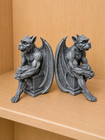 Gothic Gargoyle Bookends Winged Guardian Statue Pair Resin Library Decor