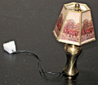 Brass Electric Table Lamp With Shade - Dollhouse Decor 1 12 - Tested 