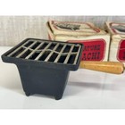 Vintage Cast Iron Mini Hibachi Grills Pair Wooden Handle Japan - 060  11 