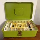 Vintage Wilhold Sewing Box Storage Case Avocado Green Mcm Usa W  Tray   Supplies