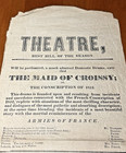 Antique  1860s     Theatre Playbill Broadside The Maid Of Croissy   Black-eyed