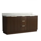 72  Espresso Double Bathroom Vanity Cabinet W Marble Countertop   Square Sinks