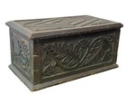 Antique Pilgrim Style Oak Bible Box Carved 19th Dovetailed Carved Primitive