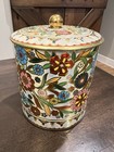Vintage Daher Tin Metal Retro Mod Floral Container 6    Made In England  Beautiful