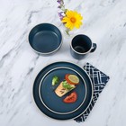 Gibson Home Zuma Round 16-piece Matte Stoneware Dinnerware Set - Blue