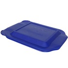 Pyrex 222-pc Square 8  X 8  2 Quart Storage Container Baking Dish Lid Blue New