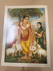Hindu Deity Art Print Double-sided Poster Vishnu   Krishna Ravi Varma Style