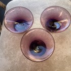 3 Vtg Purple Sherbet Dish Champagne Coupe Amethyst Glass Antique 