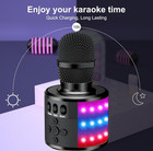 Bonoak Bluetooth Wireless Karaoke Microphone W led Lights With Speaker Black