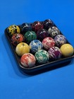 Pool Ball Set Swirl Style Nos Vintage New Old Stock