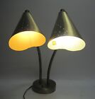 Vintage Mid Century Modern Brass Double Cone Gooseneck Table Lamp Adjustable Mcm