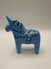 Rare Blue Swedish Dala Horse Wooden Figurine Hand Painted Folk Art Sweden