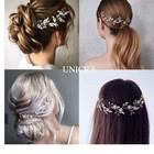Silver Leaf Wedding Hair Vine  Flower  Crystal  Rhinestone  Long Headband
