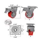 4  Heavy Duty Casters Set Of 4  Swivel Industrial Caster Wheels With Brake  E   
