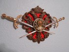 Vintage Toledo Spain Coat Of Arms Wall Plaque Double-eagle Knight Crossed Swords