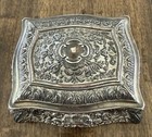 Vintage Jewelry Casket Case Trinket Box Silver Finish Footed 3 1 2    High