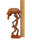 Vintage Wooden Hand Carved Figurine Boy Fish On His Head Signed 5 75  X 3 