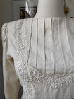 Vintage Janelle Edwardian Style Ivory Cotton Linen Midi Dress Lace 4 6 S