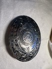 Vintage Aztec Mexican Sterling Silver W  Mother Of Pearl Inlay Belt Buckle