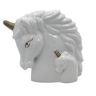 Unicorn Mother And Baby Figurine 6in White Gold Vintage