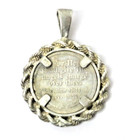 Vintage  999 Silver Psalm 91 11 Angel Religious Pendant Coin Bezel 3 5g