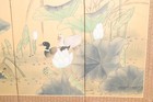 Japanese Vintage 4 Panel Folding Screen Asian Byobu Painted Chinese 60x36 Asian
