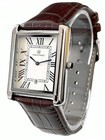 Pablo Raez Men s Rectangular Silver Dress Watch Brown Leather Roman Date Quartz