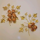 Vintage  brass metal Wall Decor  Mcm  Dogwood Blossoms  flowers   Leaves